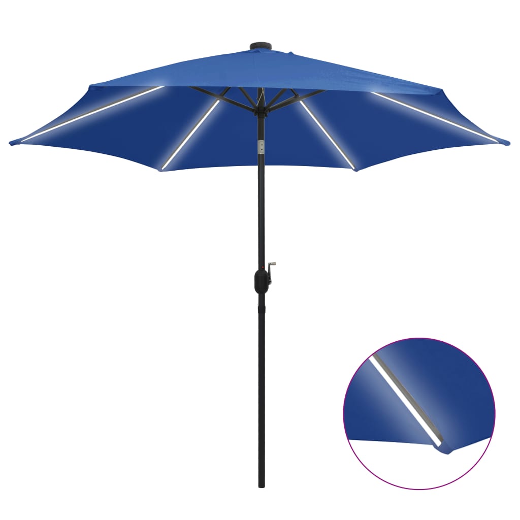 Garden Parasol With Led Lights And Aluminium Pole 300 Cm