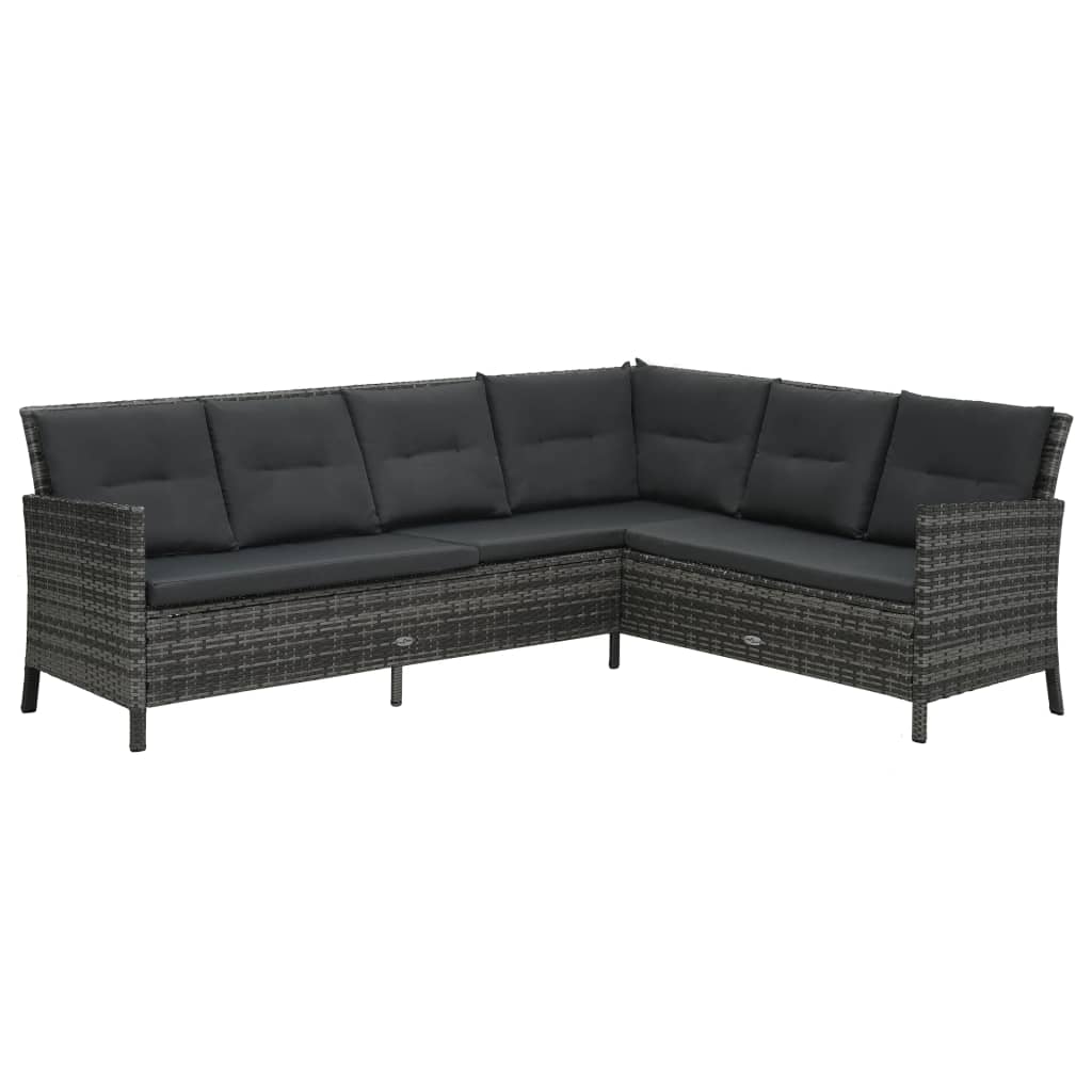 4 Piece Garden Lounge Set With Cushions Poly Rattan Grey