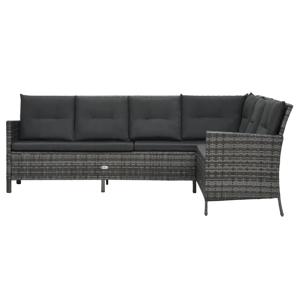 4 Piece Garden Lounge Set With Cushions Poly Rattan Grey