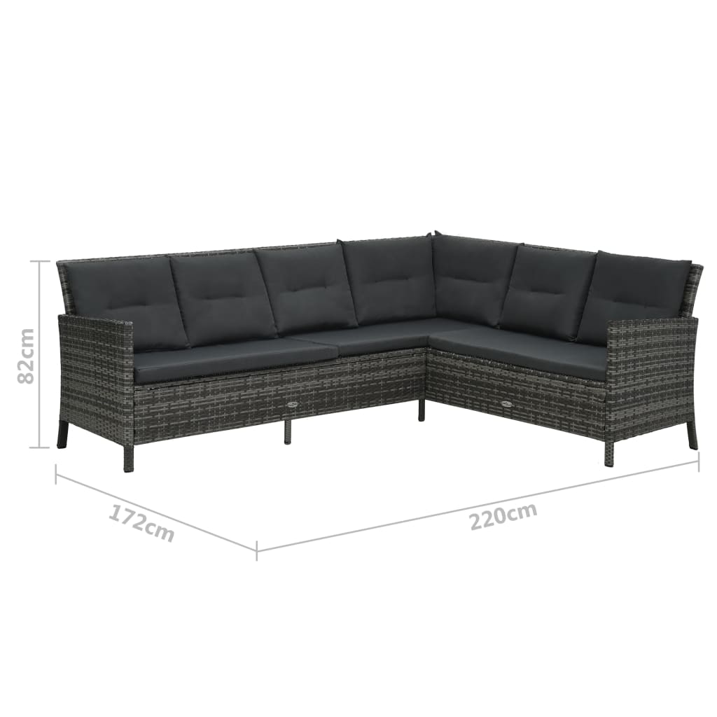 4 Piece Garden Lounge Set With Cushions Poly Rattan Grey