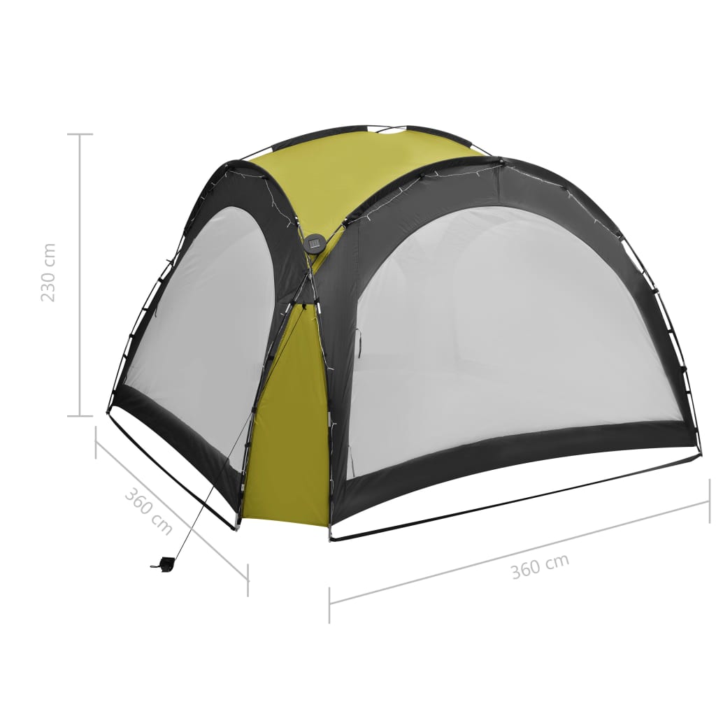 Party Tent With Led And 4 Sidewalls 3.6X3.6X2.3 M