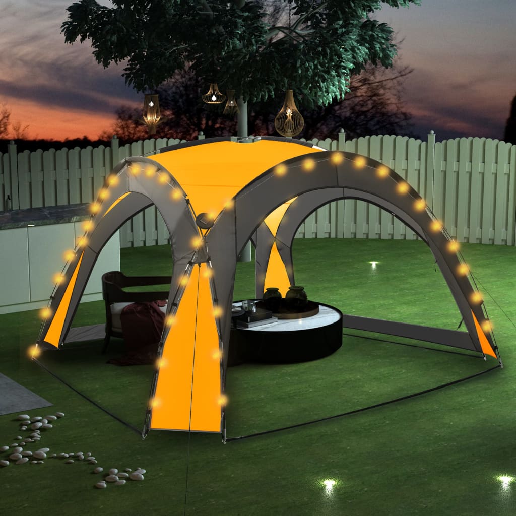 Party Tent With Led And 4 Sidewalls 3.6X3.6X2.3 M