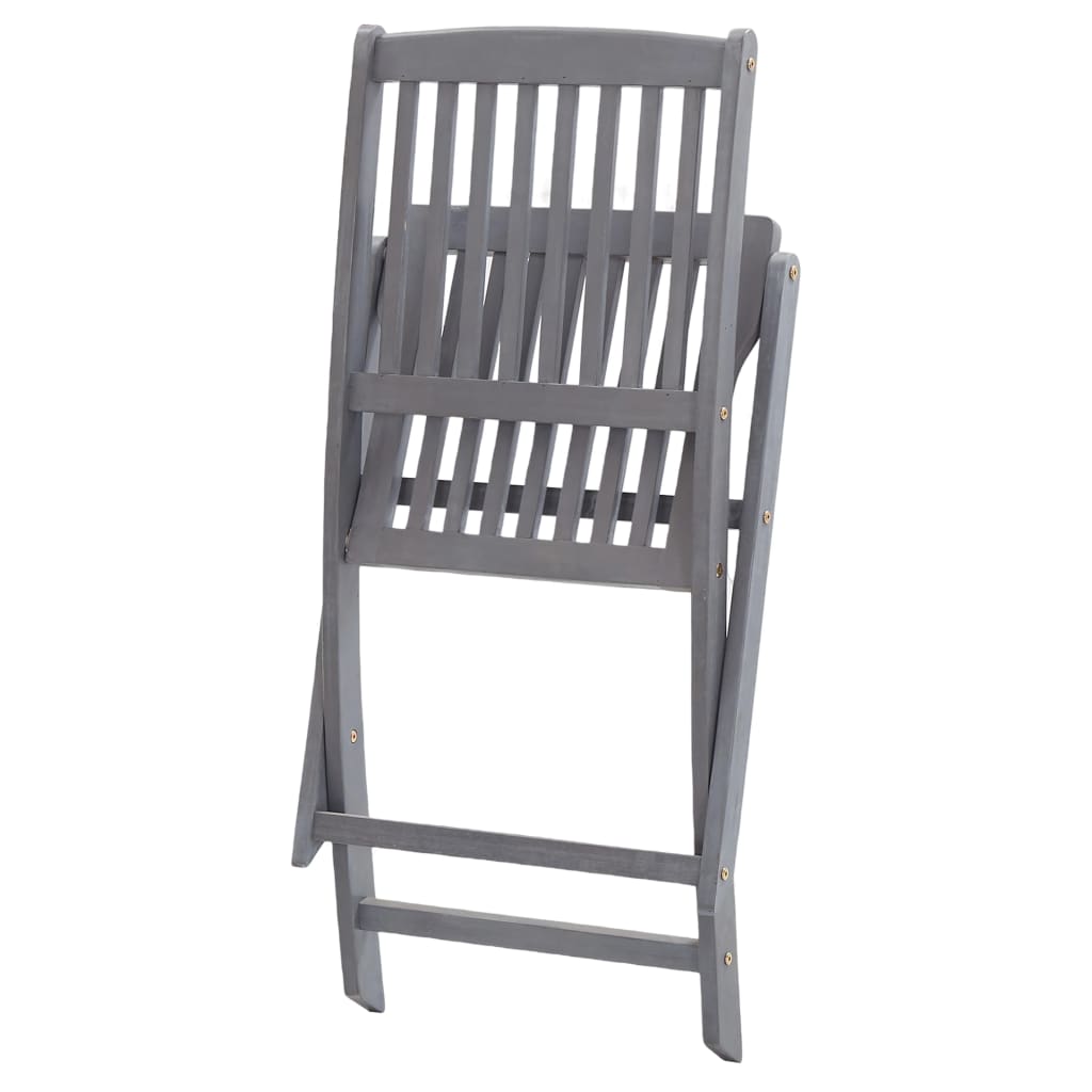 5 Piece Garden Dining Set Solid Acacia Wood Grey