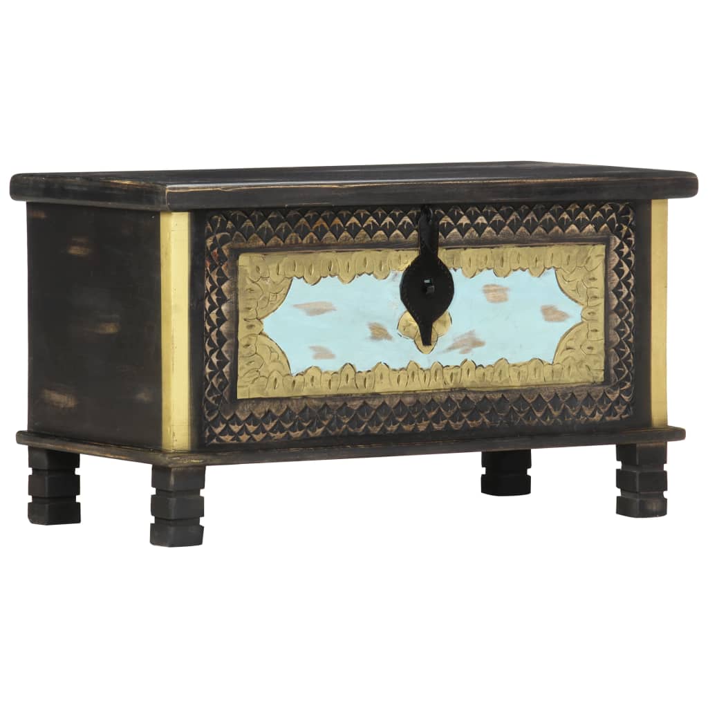 Storage Chest Black 80X40X45 Cm Solid Mango Wood