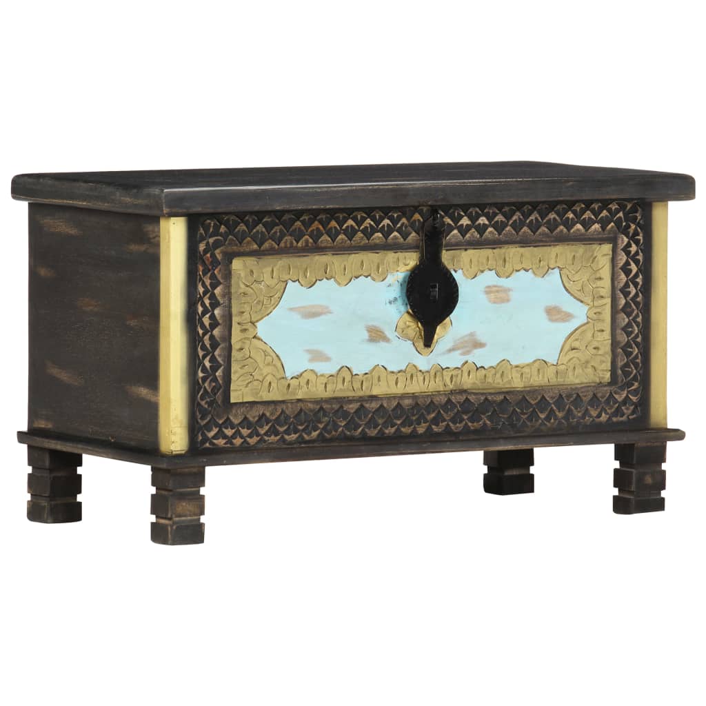 Storage Chest Black 80X40X45 Cm Solid Mango Wood