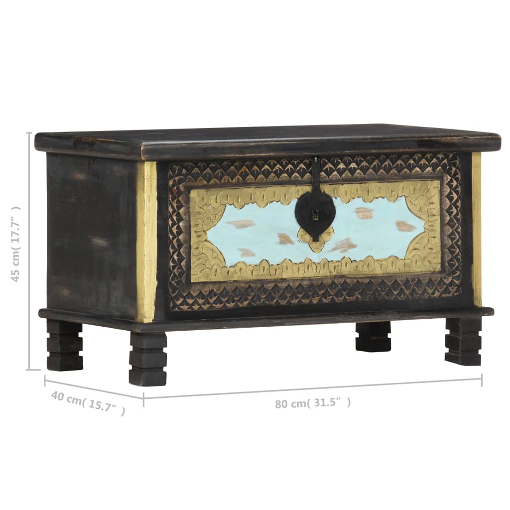 Storage Chest Black 80X40X45 Cm Solid Mango Wood
