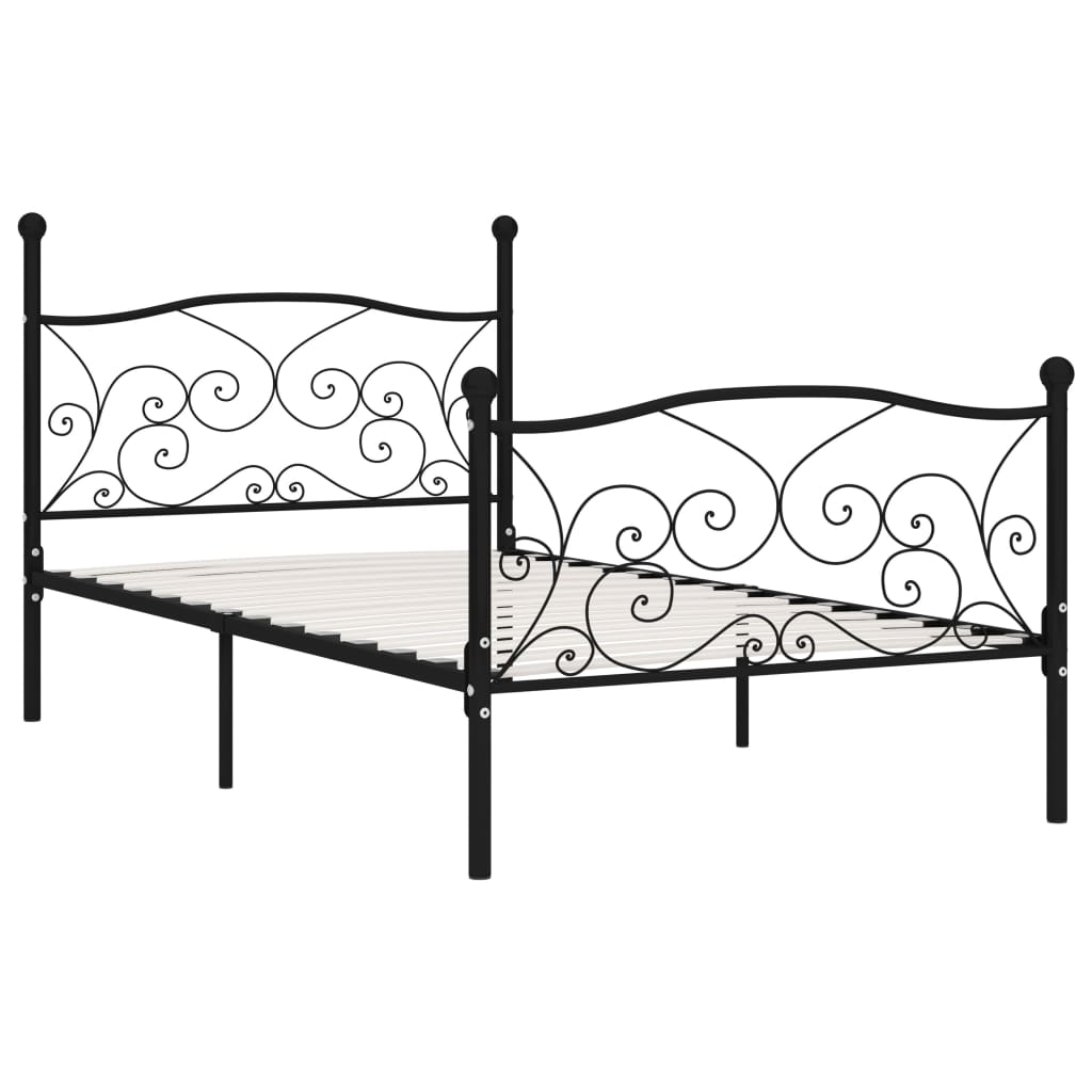 Bed Frame Without Mattress With Slatted Base Metal