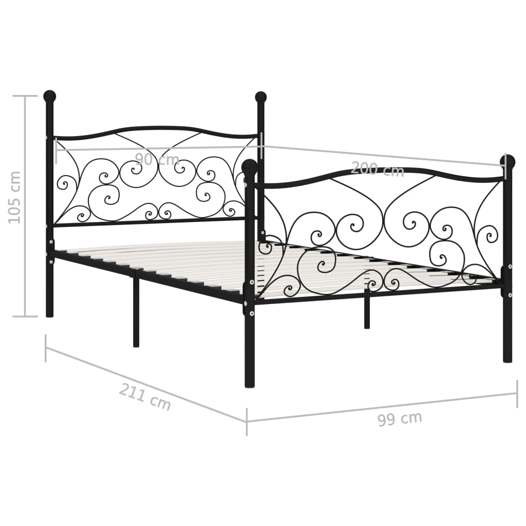 Bed Frame Without Mattress With Slatted Base Metal