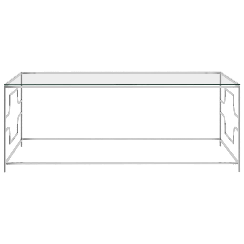 Coffee Table Silver Stainless Steel And Glass