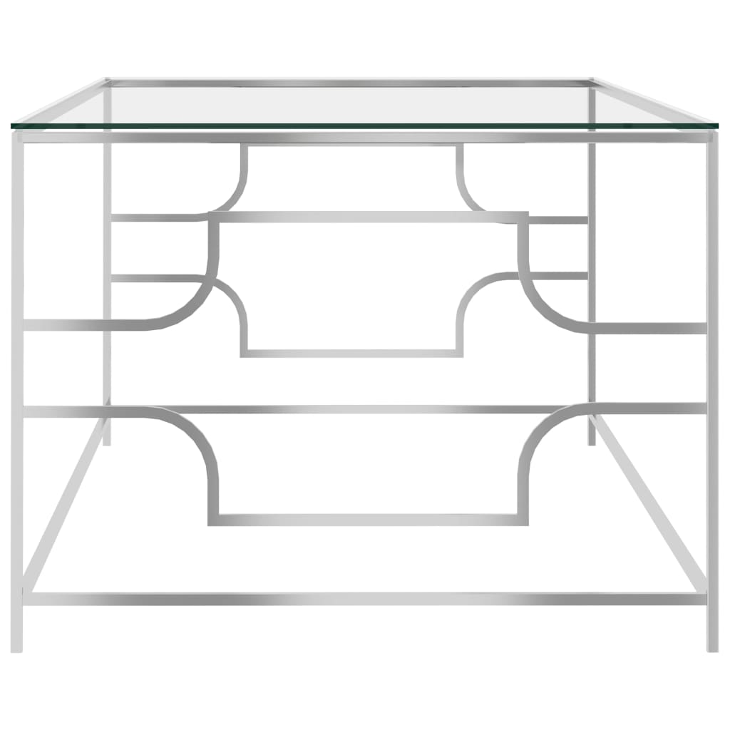 Coffee Table Silver Stainless Steel And Glass