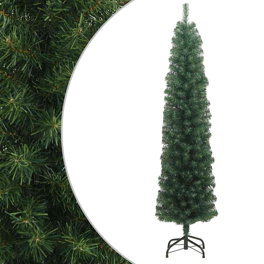 Slim Christmas Tree With Stand And Flocked Snow Pvc