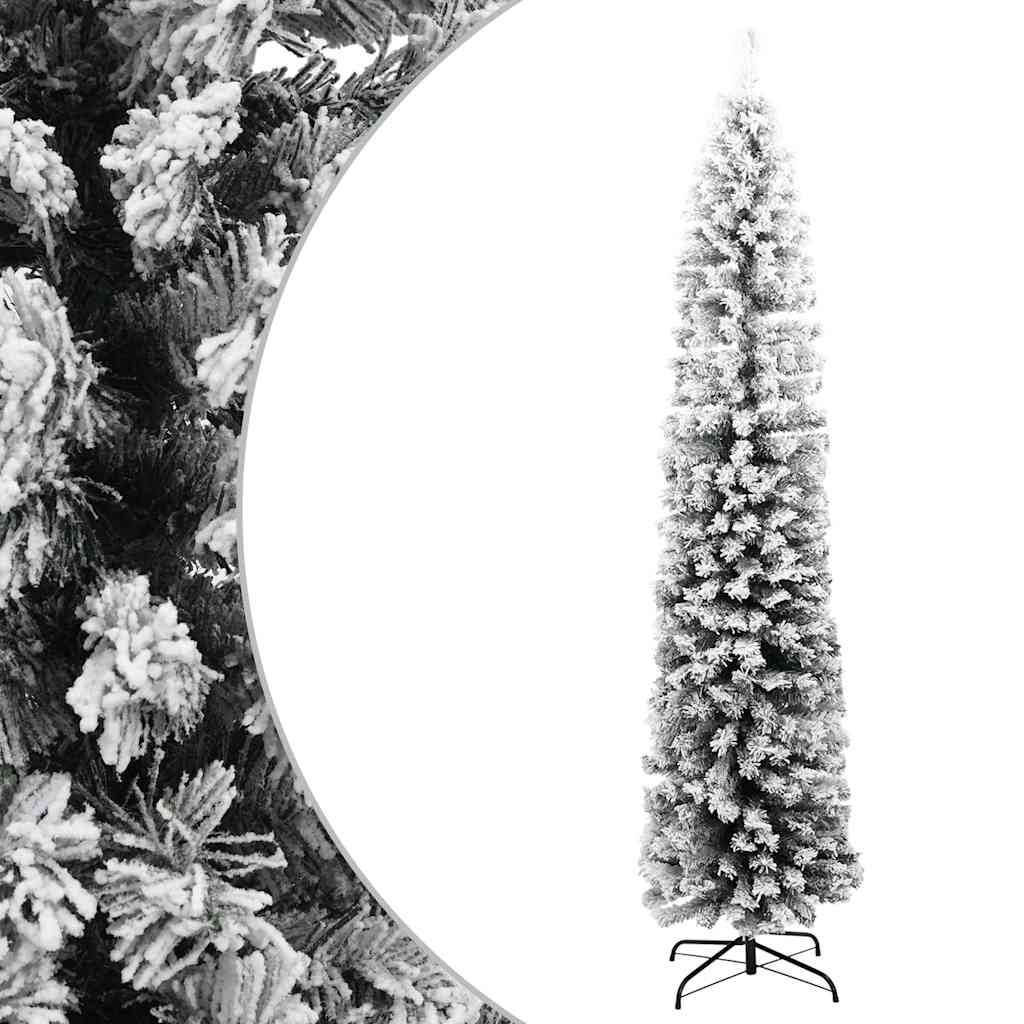 Slim Christmas Tree With Stand And Flocked Snow Pvc