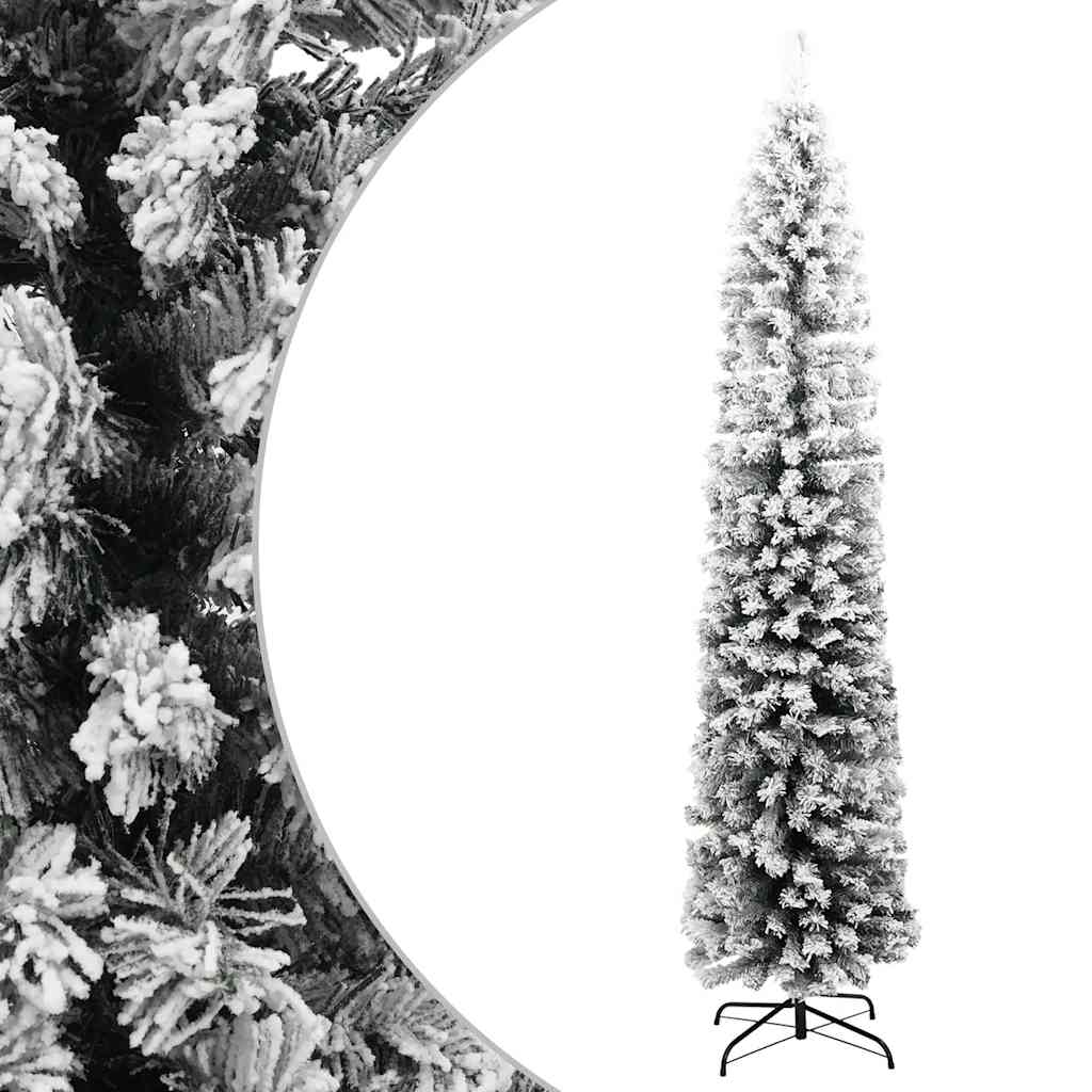 Slim Christmas Tree With Stand And Flocked Snow Pvc