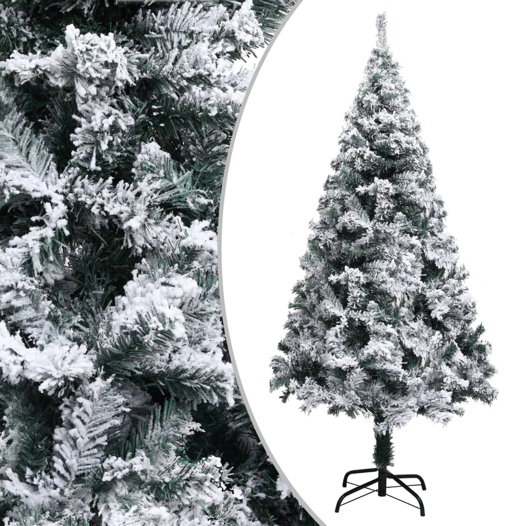 Artificial Christmas Tree With Flocked Snow Green 240 Cm Pvc