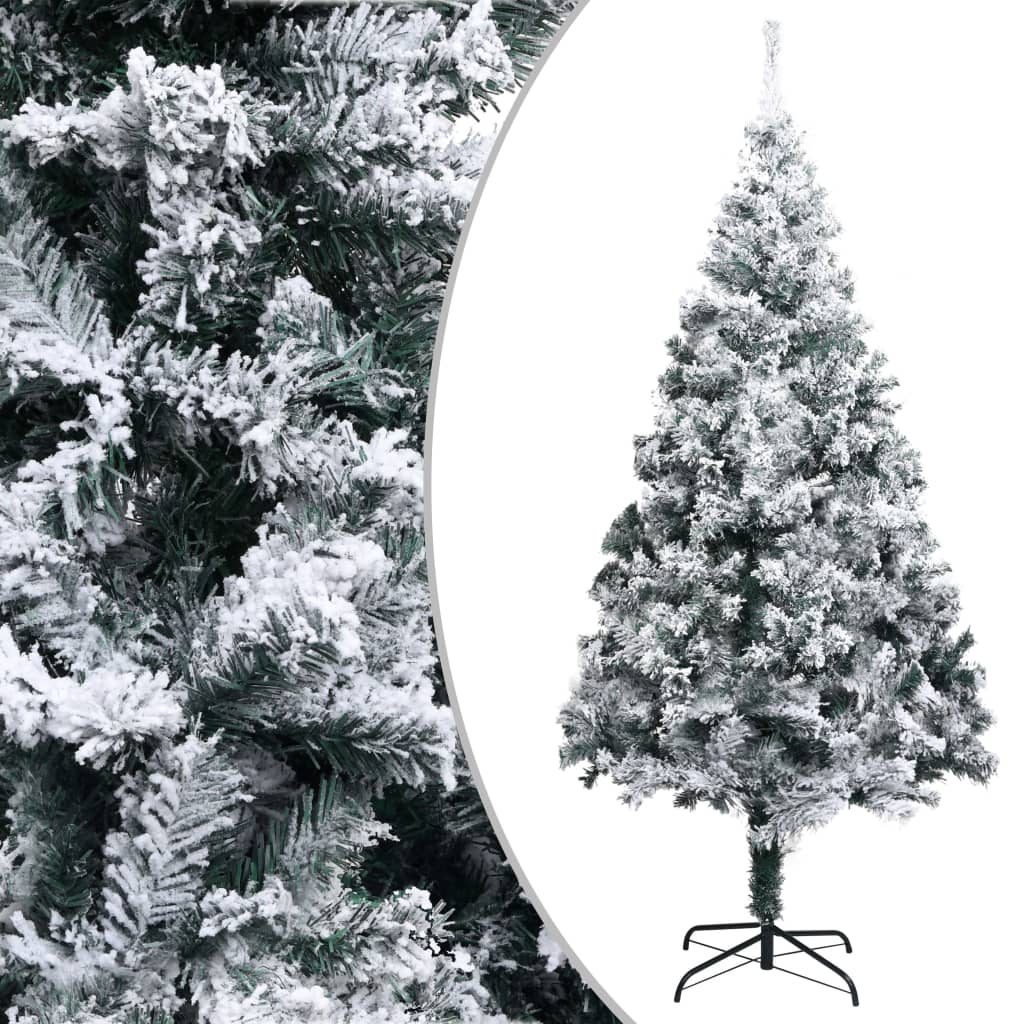 Artificial Christmas Tree With Flocked Snow Green 240 Cm Pvc