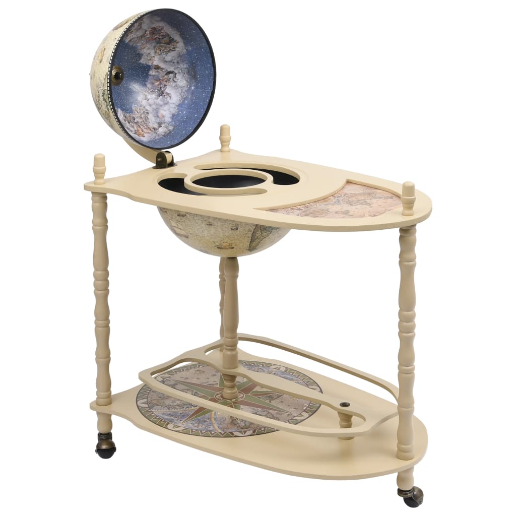 Globe Bar Wine Stand Eucalyptus Wood Freestanding