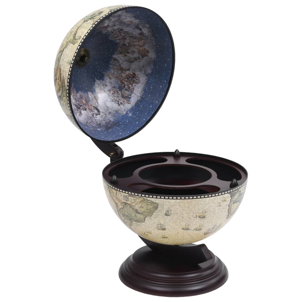 Tabletop Globe Bar Wine Stand Eucalyptus Wood White