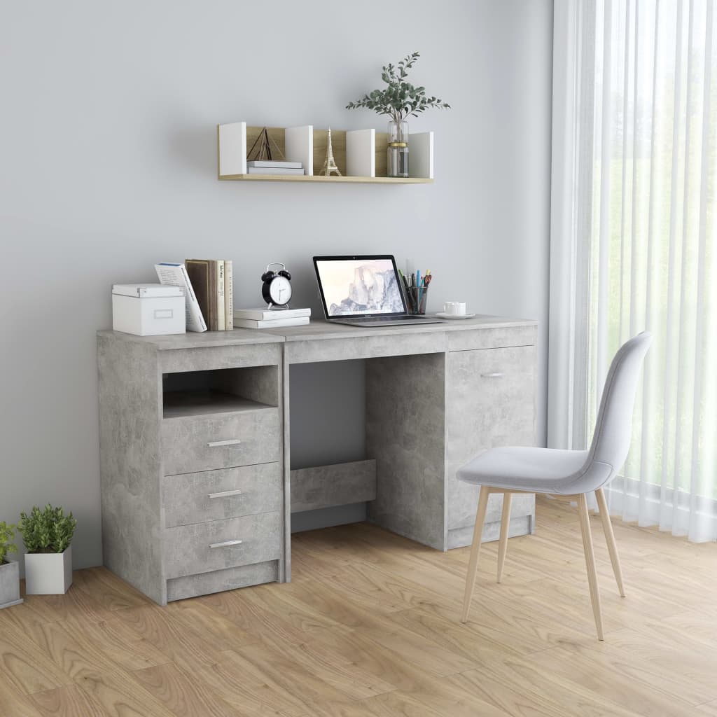 Desk With Cabinet Engineered Wood