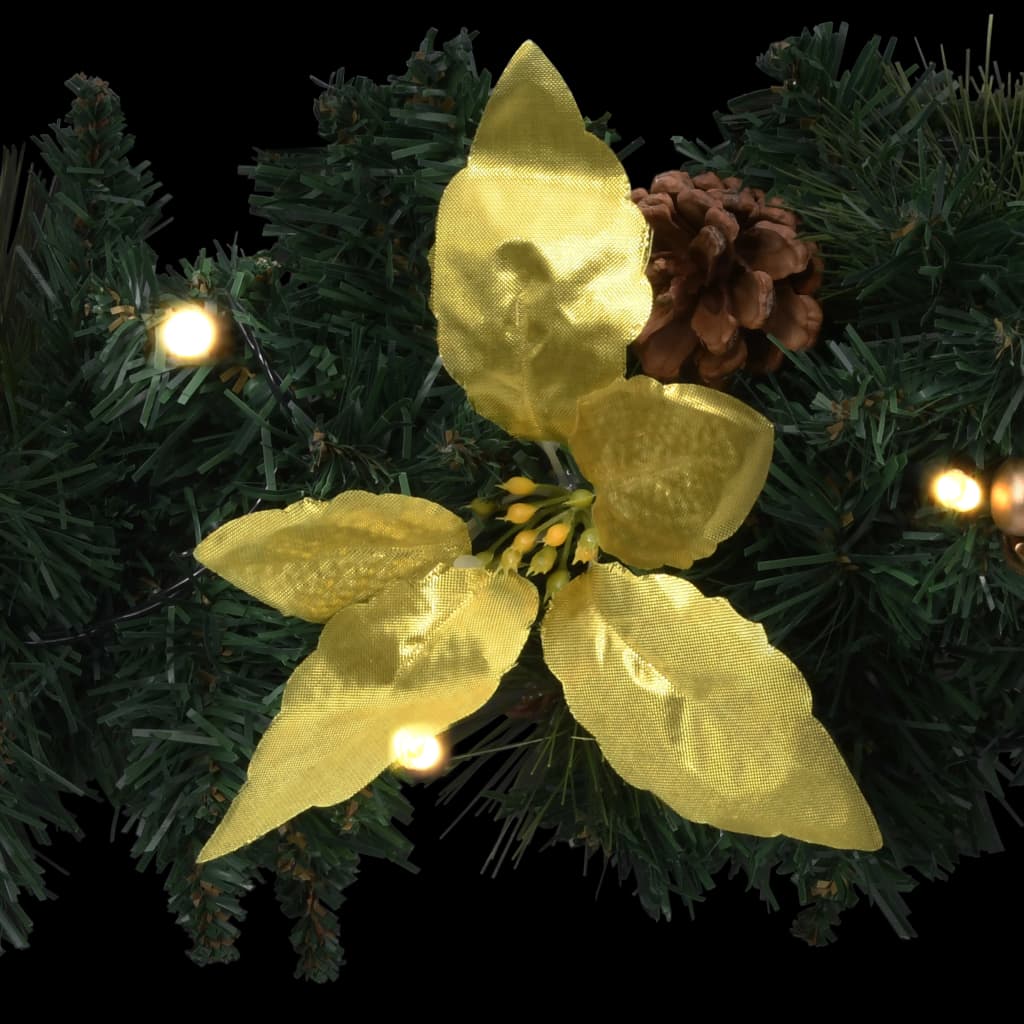 Christmas Wreath With Led Lights Green 60 Cm Pvc