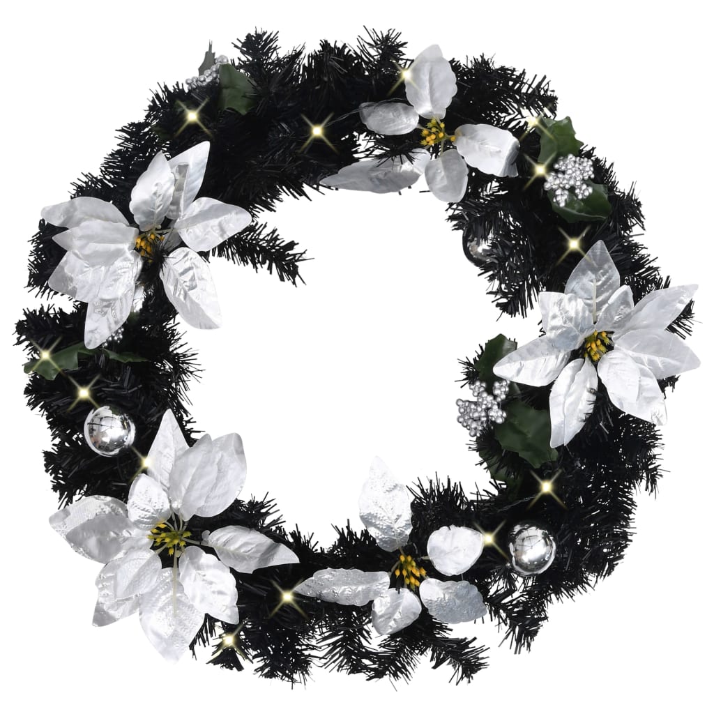 Christmas Wreath With Led Lights Green 60 Cm Pvc