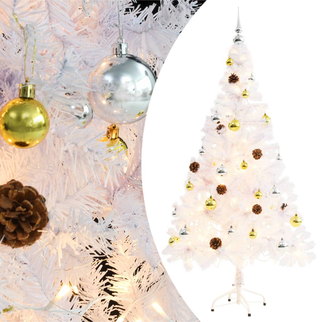 Artificial Pre-Lit Christmas Tree With Baubles 210 Cm