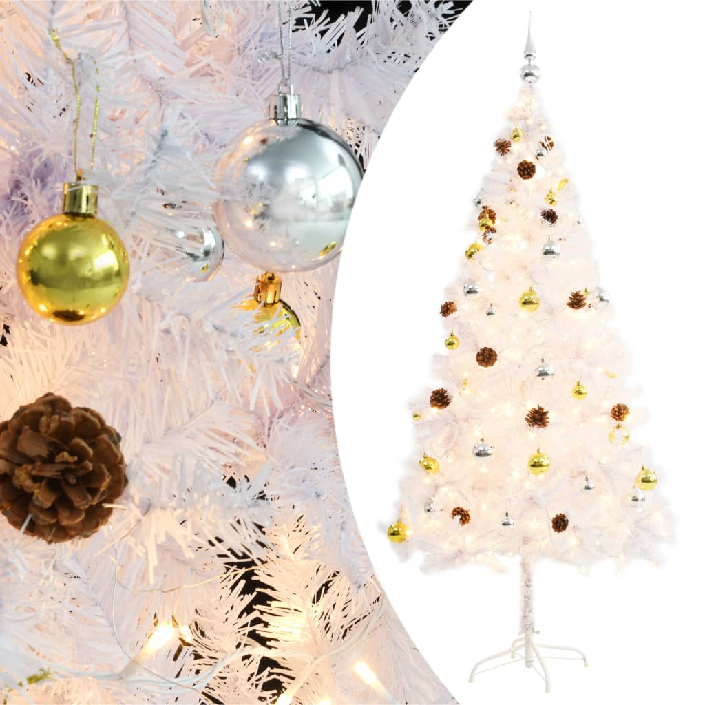 Artificial Pre-Lit Christmas Tree With Baubles 210 Cm