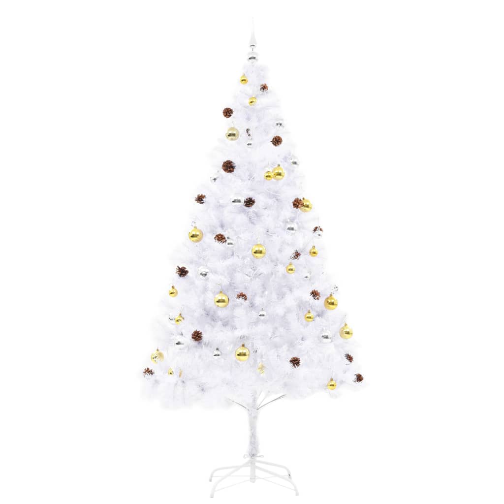 Artificial Pre-Lit Christmas Tree With Baubles 210 Cm