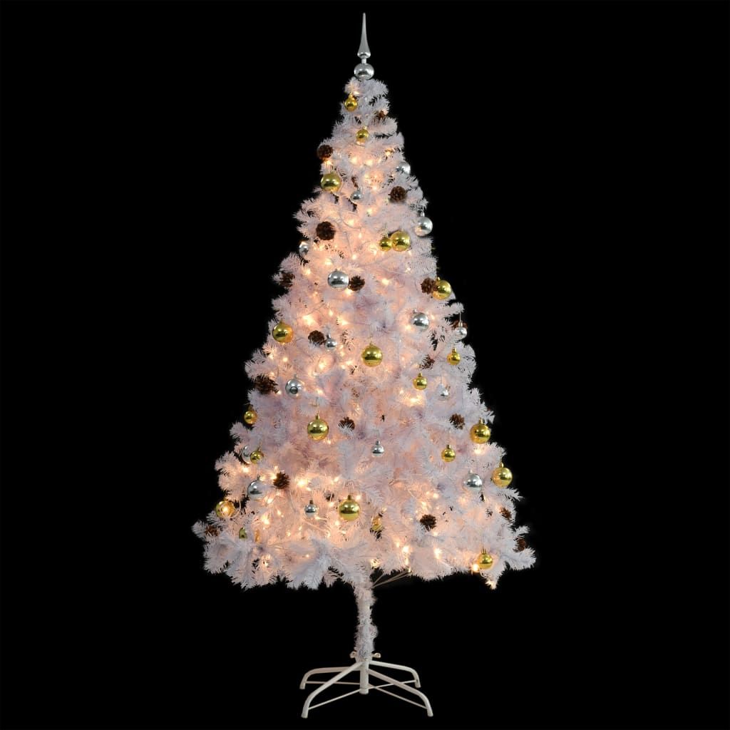 Artificial Pre-Lit Christmas Tree With Baubles 210 Cm