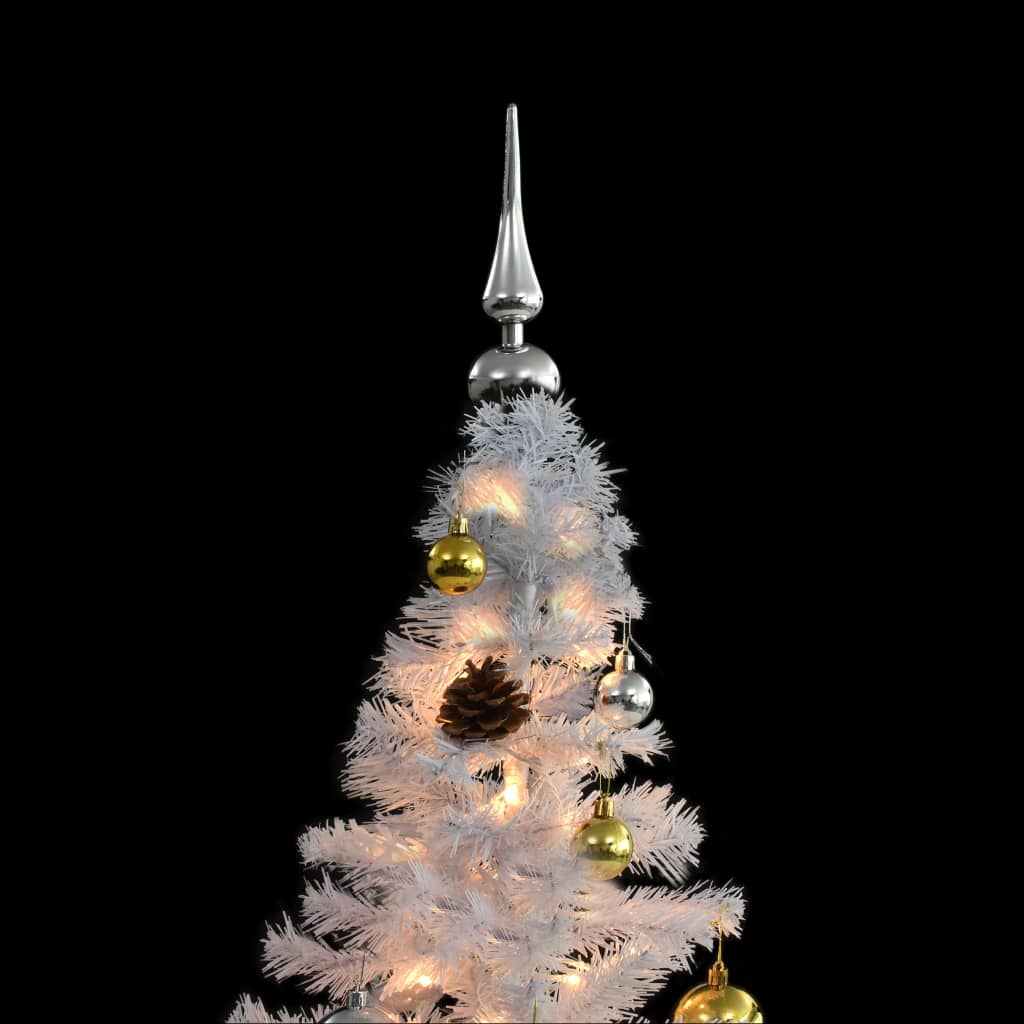 Artificial Pre-Lit Christmas Tree With Baubles 210 Cm