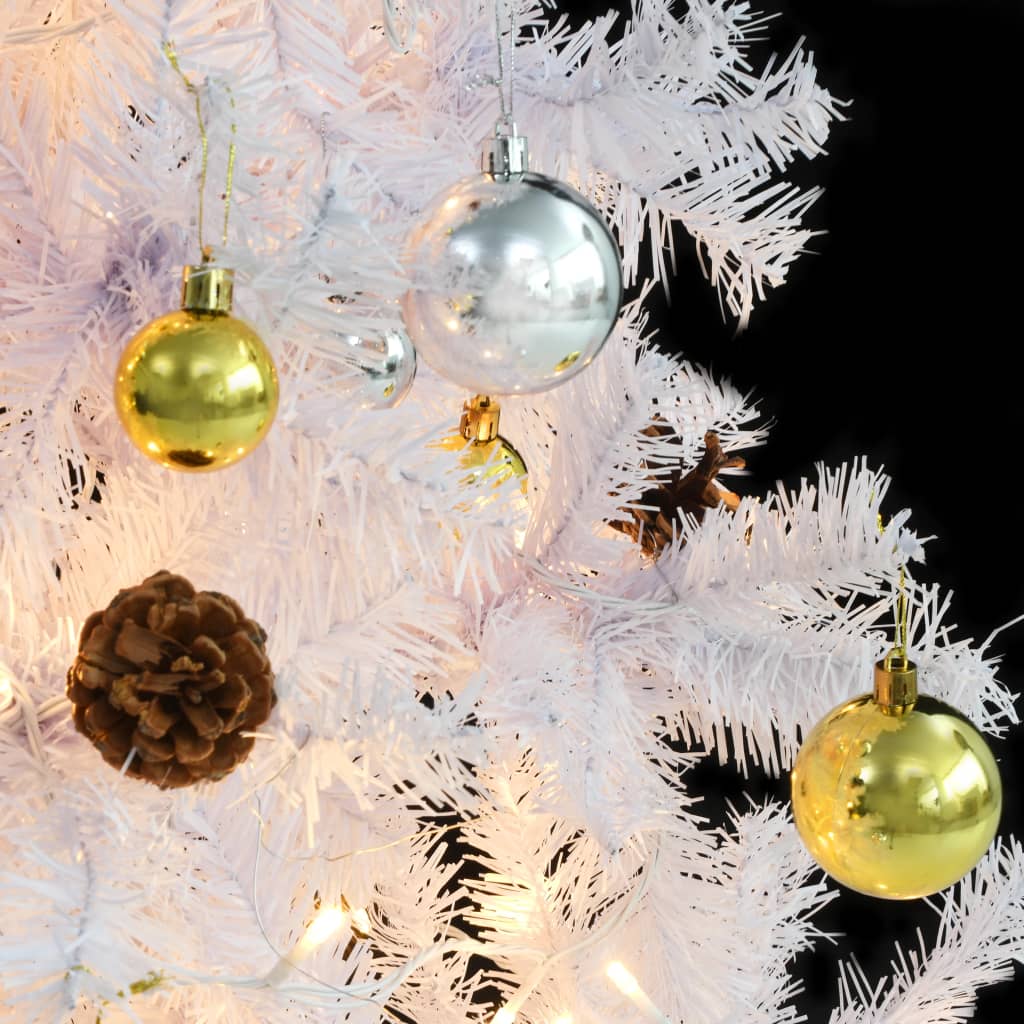 Artificial Pre-Lit Christmas Tree With Baubles 210 Cm