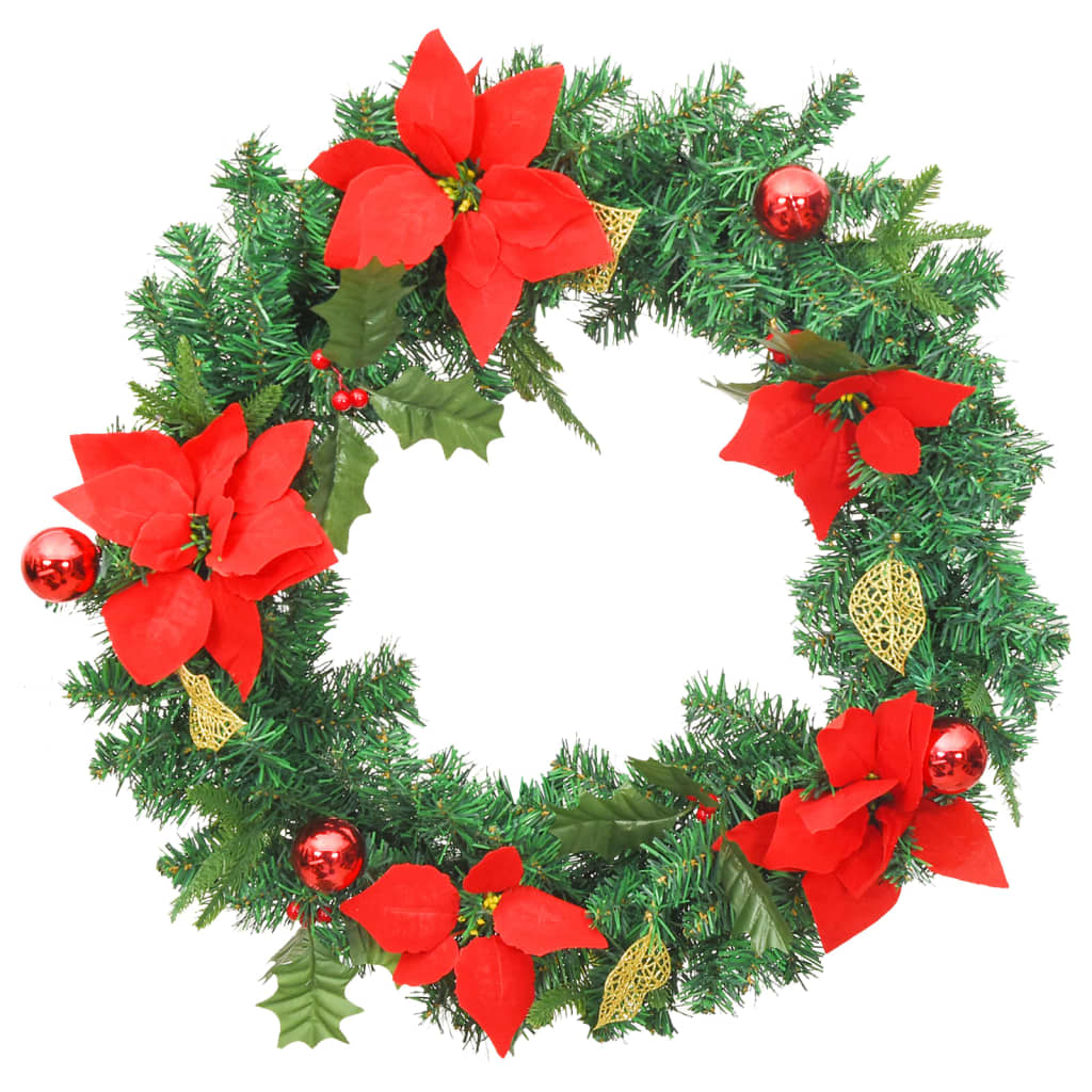 Christmas Wreath With Led Lights Green 60 Cm Pvc