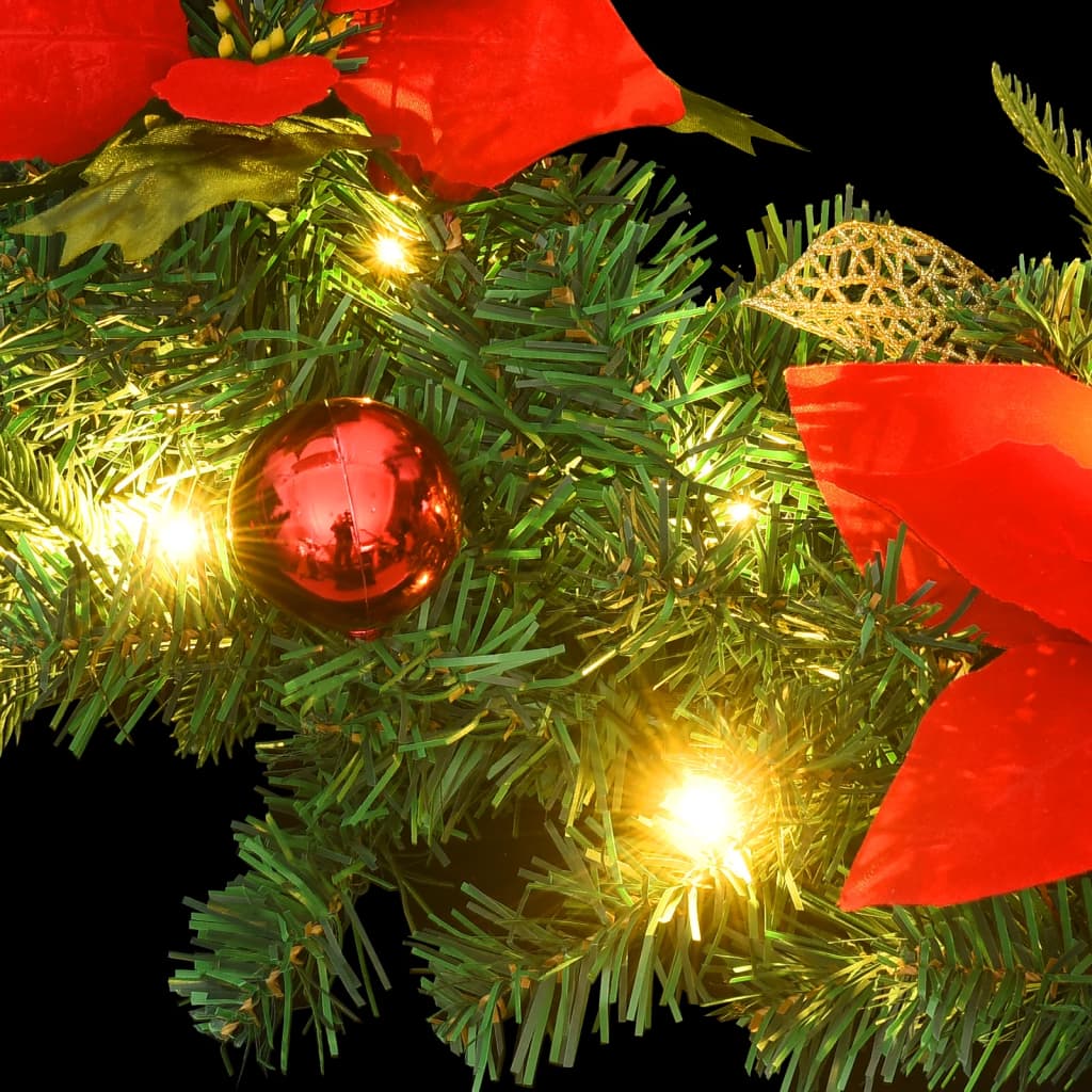 Christmas Wreath With Led Lights Green 60 Cm Pvc