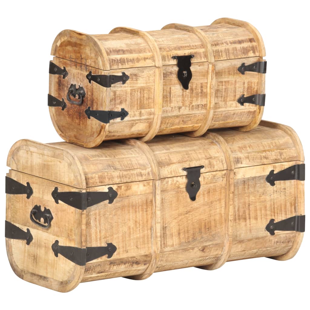 Storage Chests 2 Pieces Solid Mango Wood