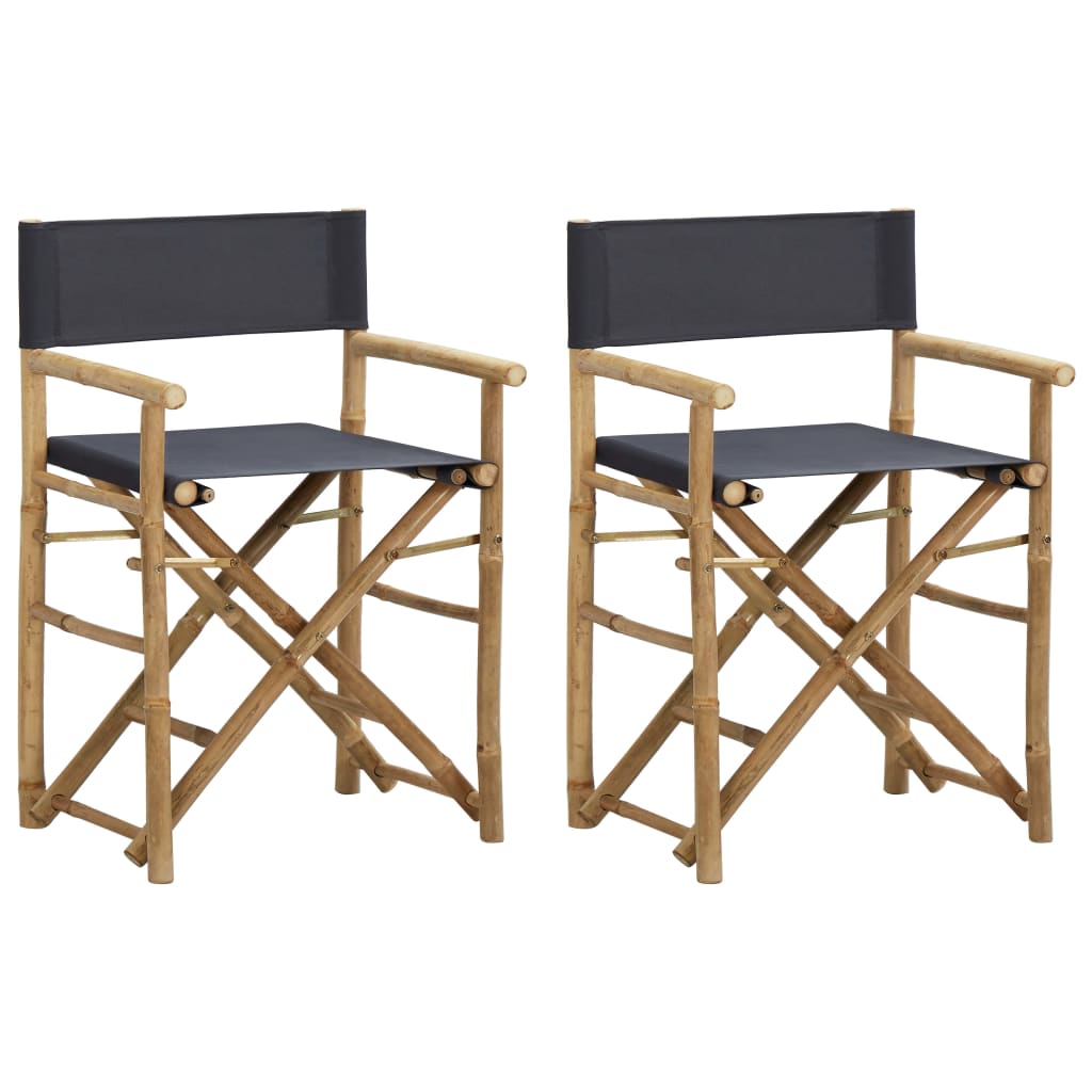 Folding Director's Chair 2 Pcs Bamboo And Canvas