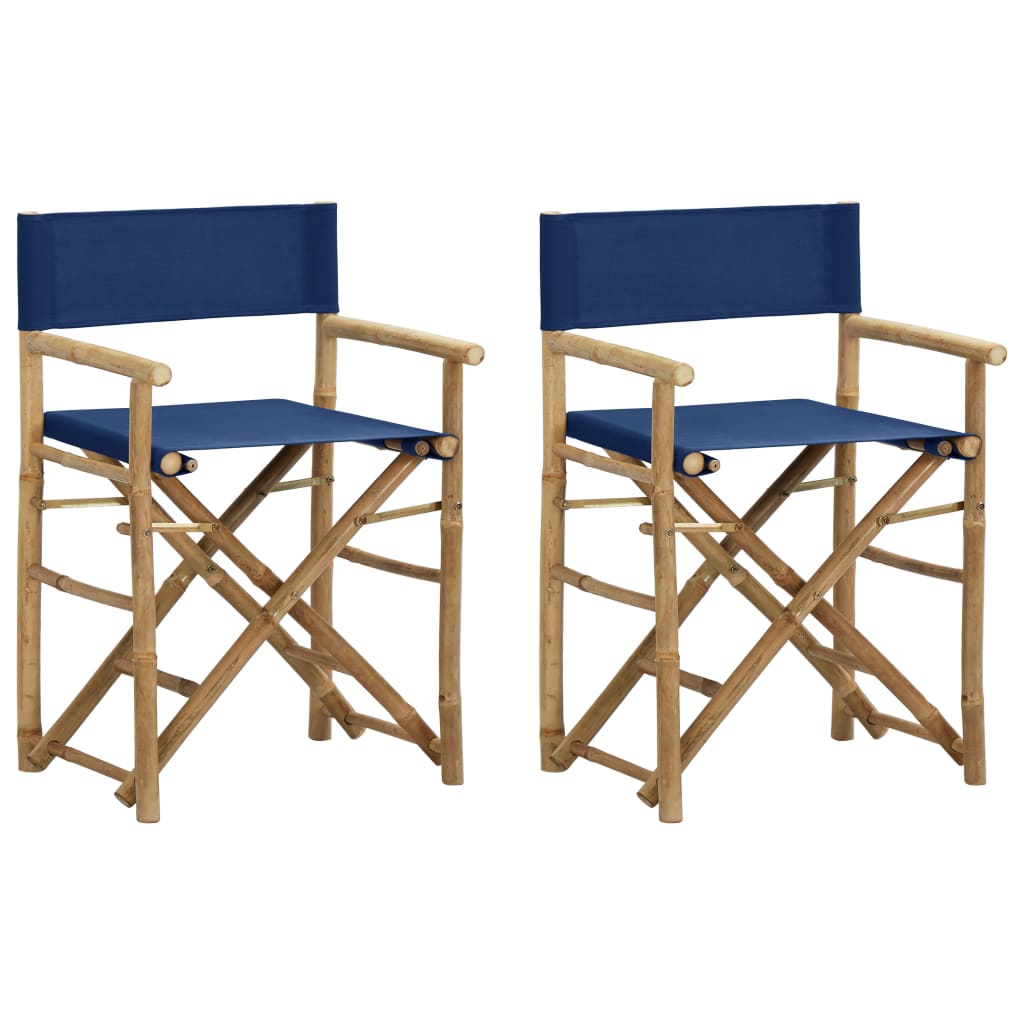 Folding Director's Chair 2 Pcs Bamboo And Canvas