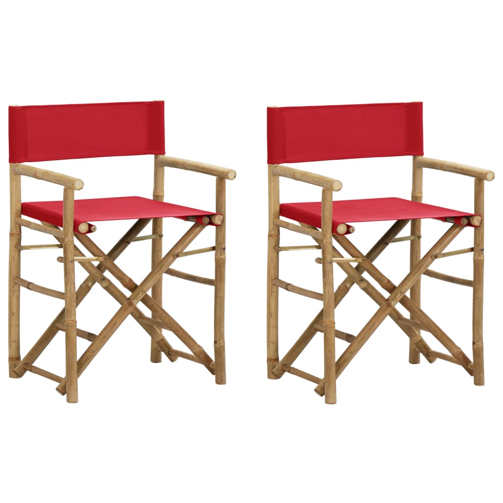 Folding Director's Chair 2 Pcs Bamboo And Canvas