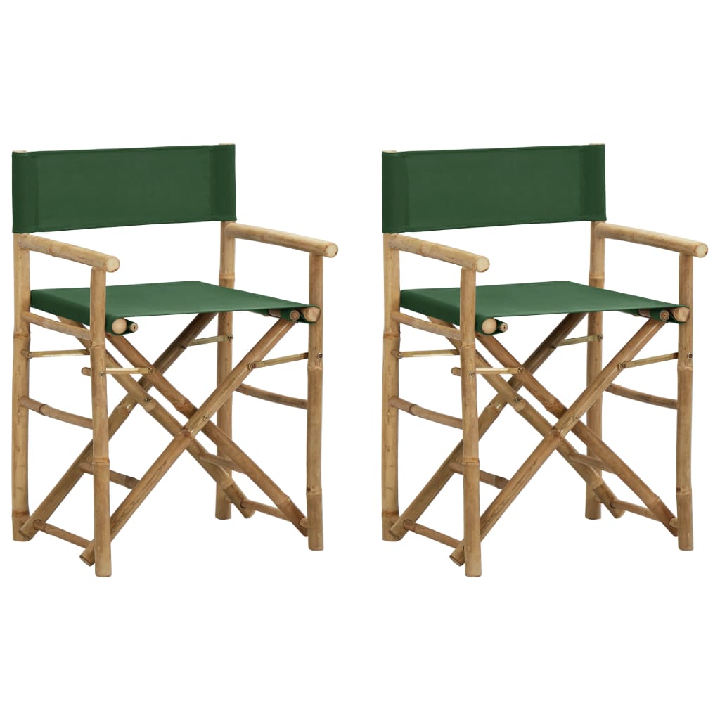 Folding Director's Chair 2 Pcs Bamboo And Canvas