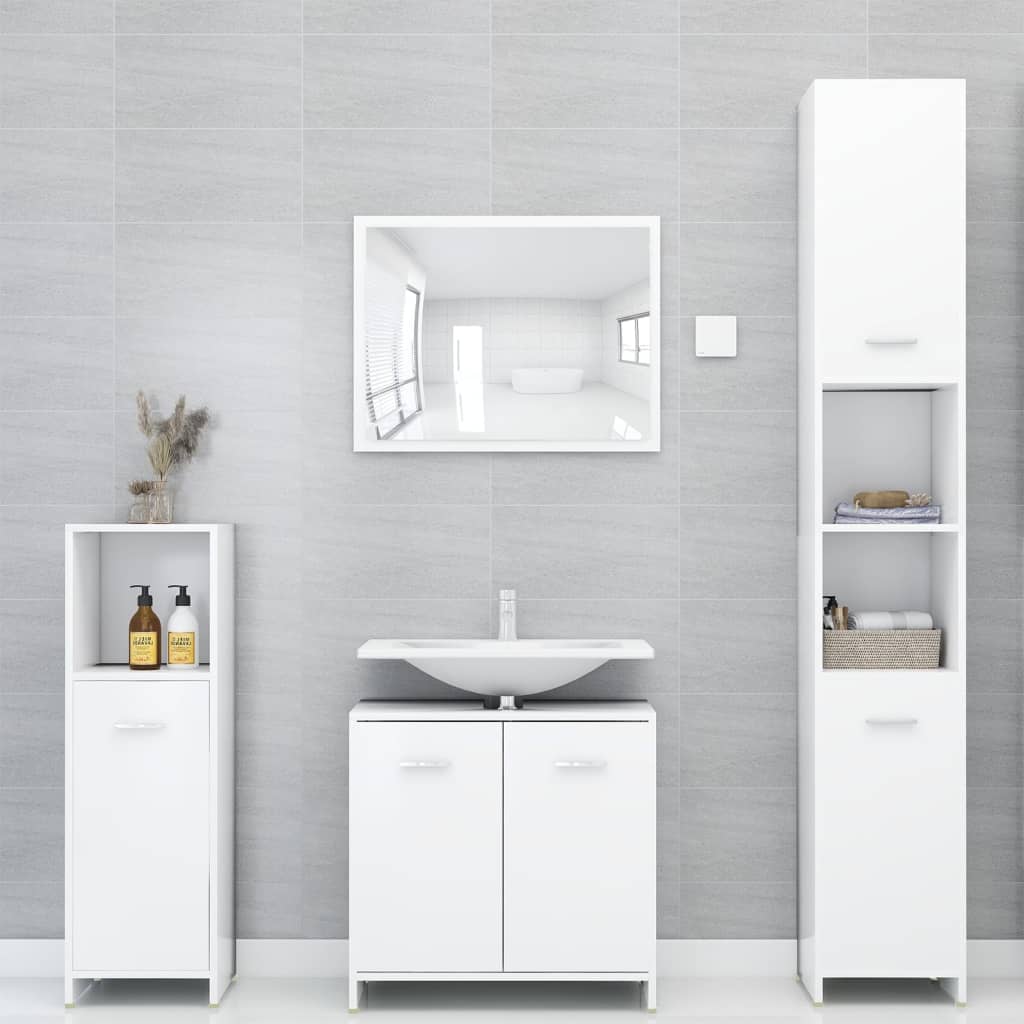 4 Piece Bathroom Furniture Set Engineered Wood