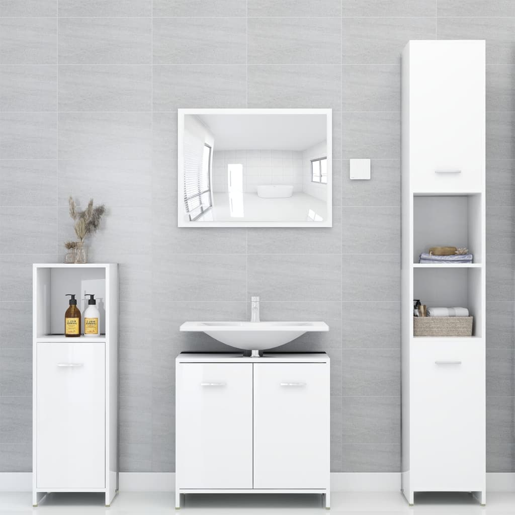4 Piece Bathroom Furniture Set Engineered Wood