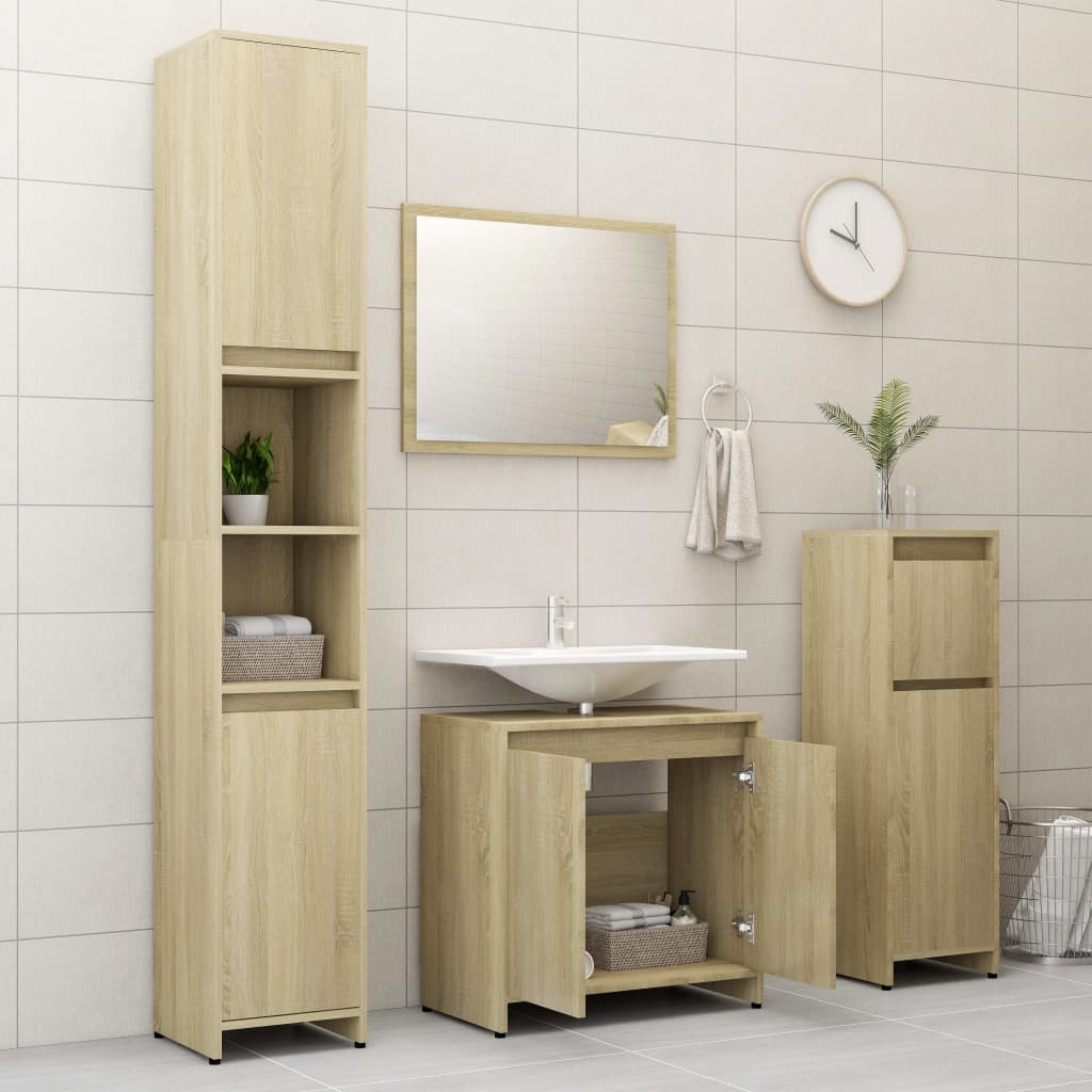 4 Piece Bathroom Furniture Set Engineered Wood