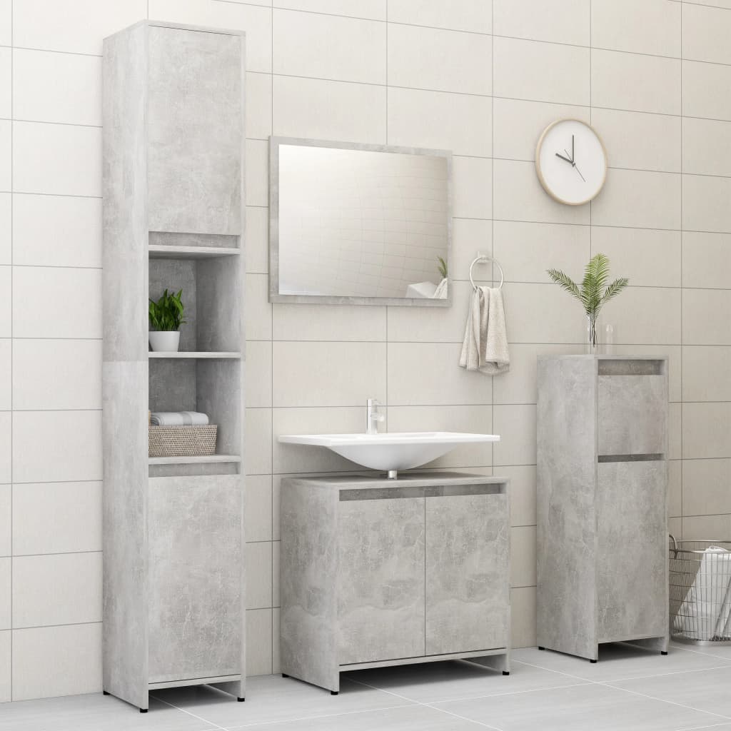 4 Piece Bathroom Furniture Set Engineered Wood