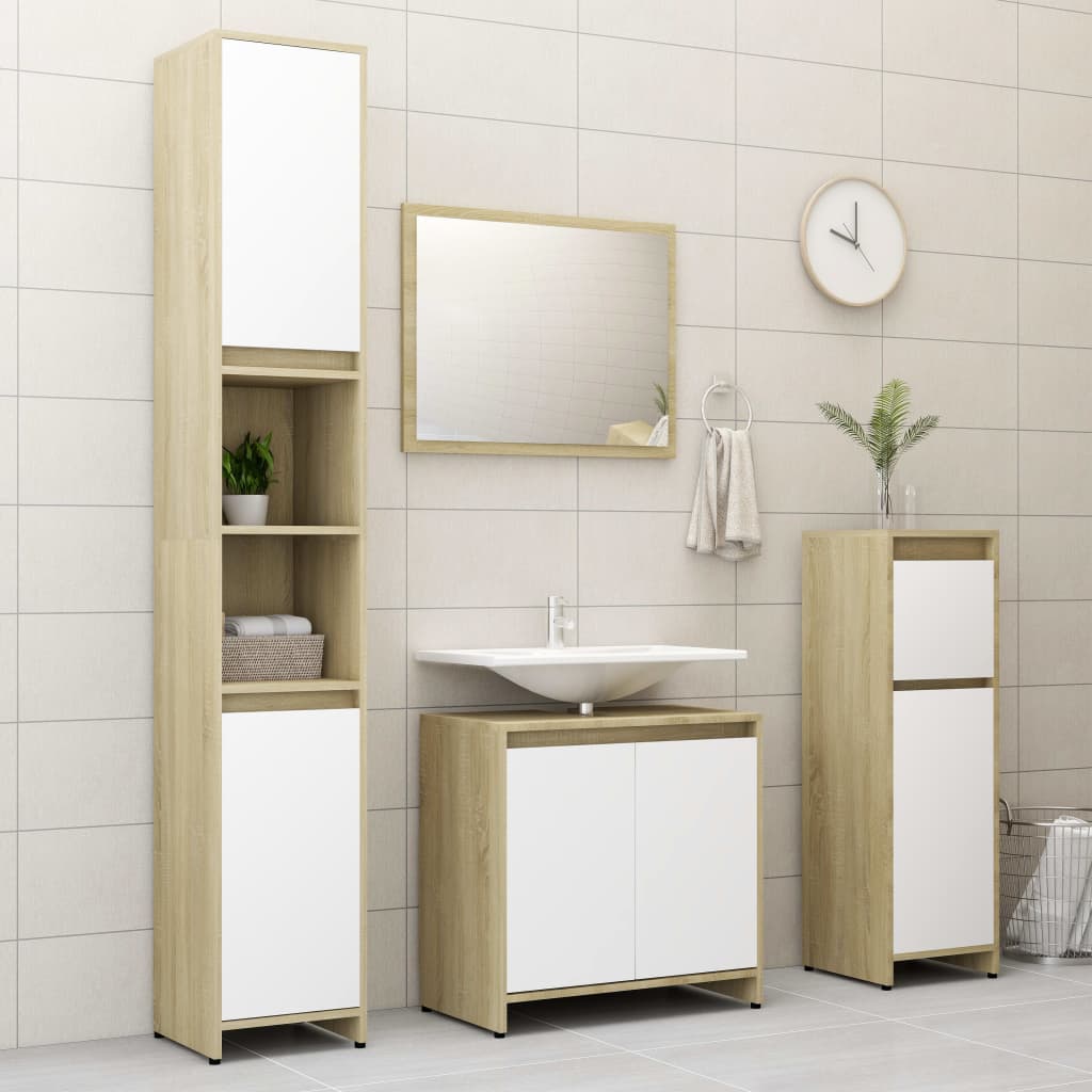 4 Piece Bathroom Furniture Set Engineered Wood