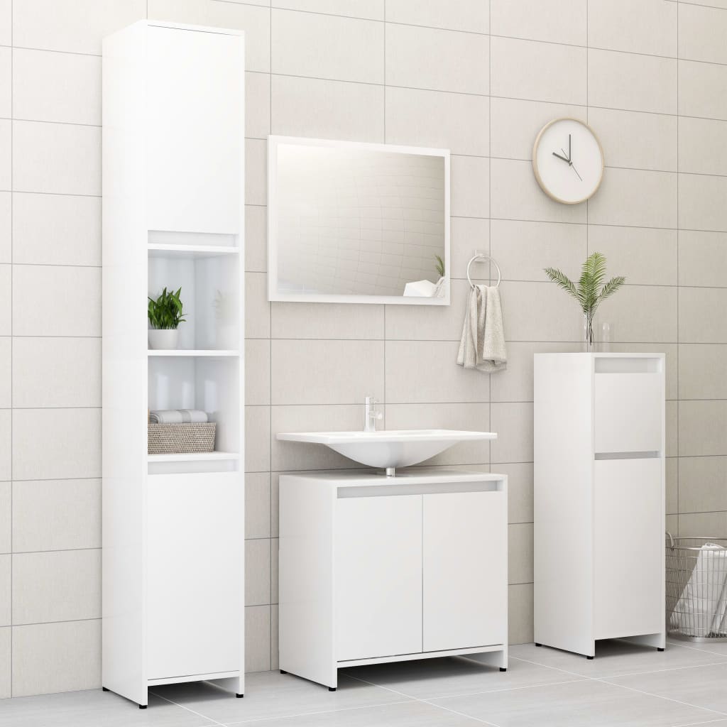 4 Piece Bathroom Furniture Set Engineered Wood