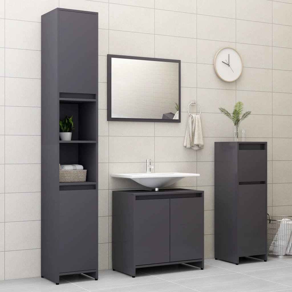 4 Piece Bathroom Furniture Set Engineered Wood