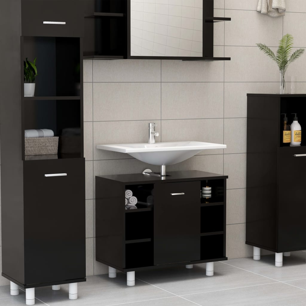 4 Piece Bathroom Furniture Set Engineered Wood