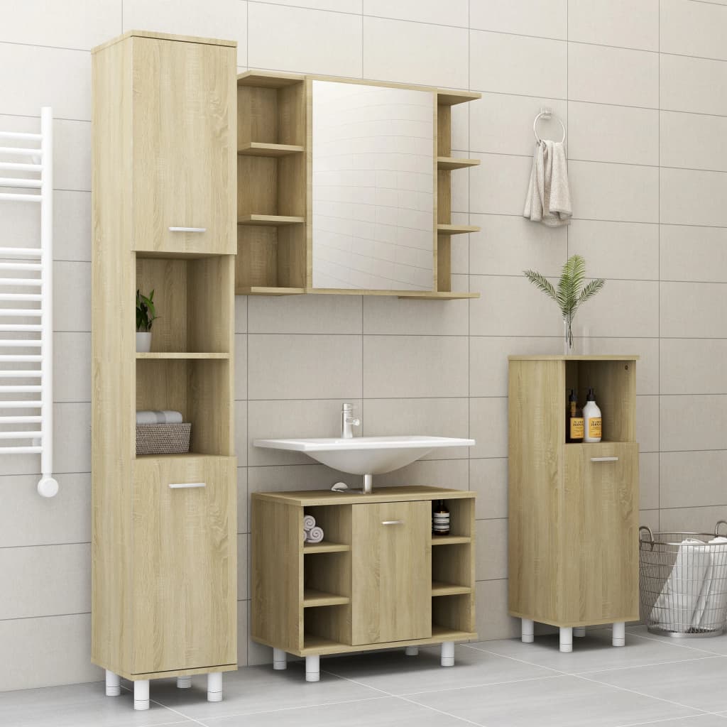 4 Piece Bathroom Furniture Set Engineered Wood