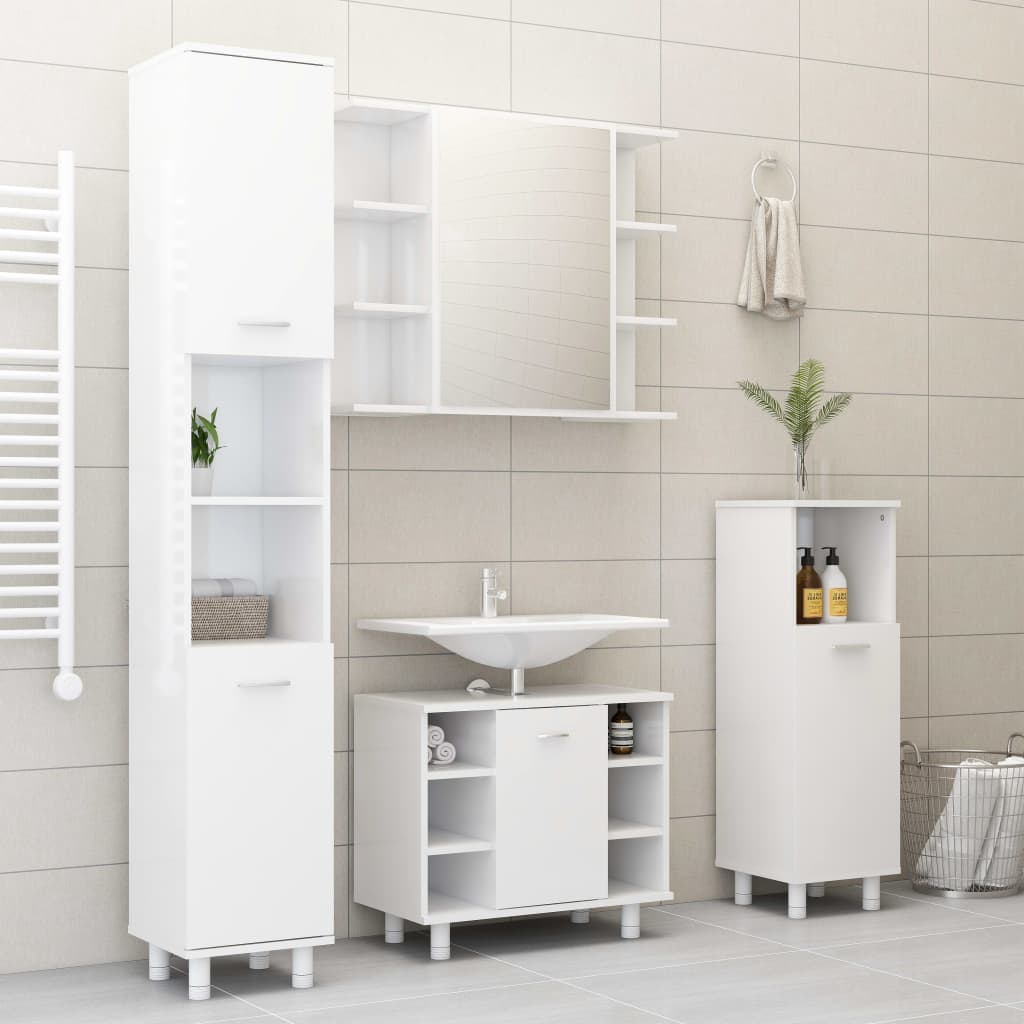 4 Piece Bathroom Furniture Set Engineered Wood