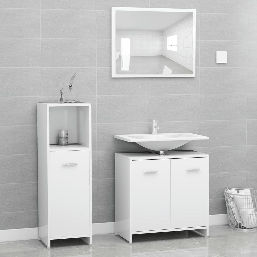 3 Piece Bathroom Furniture Set Engineered Wood