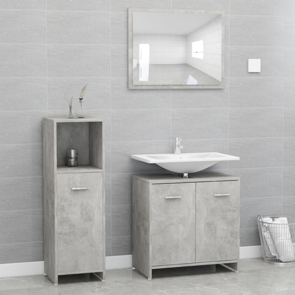 3 Piece Bathroom Furniture Set Engineered Wood