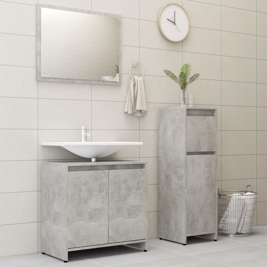 3 Piece Bathroom Furniture Set Engineered Wood